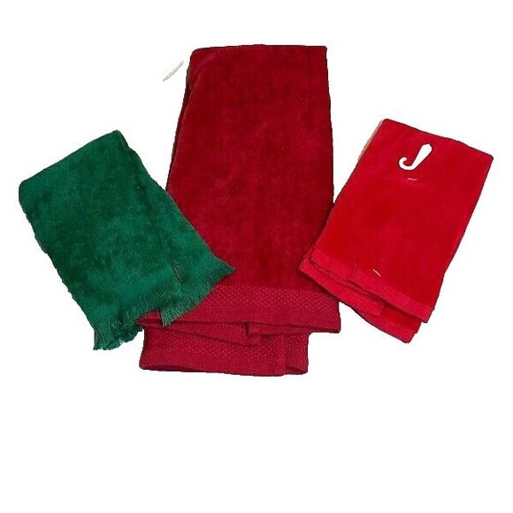*Vintage 3 Christmas Embroidered Towels Set Red Green Comet Tree House 1 NWT - Picture 6 of 6